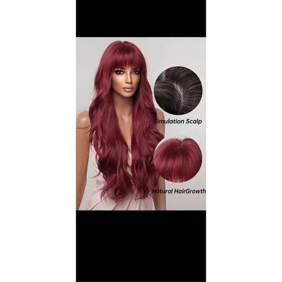 26 inch burgundy/wine colored synthetic wig heat resistant ￼ - Picture 3 of 11